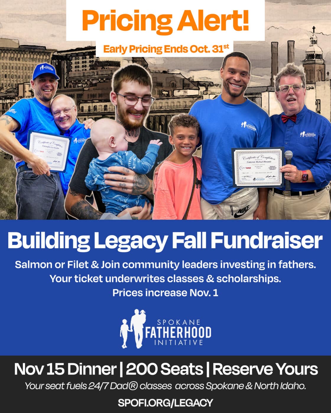 Join us Saturday, November 15th at 6PM for an inspiring evening celebrating the fathers who are changing their families and our community.