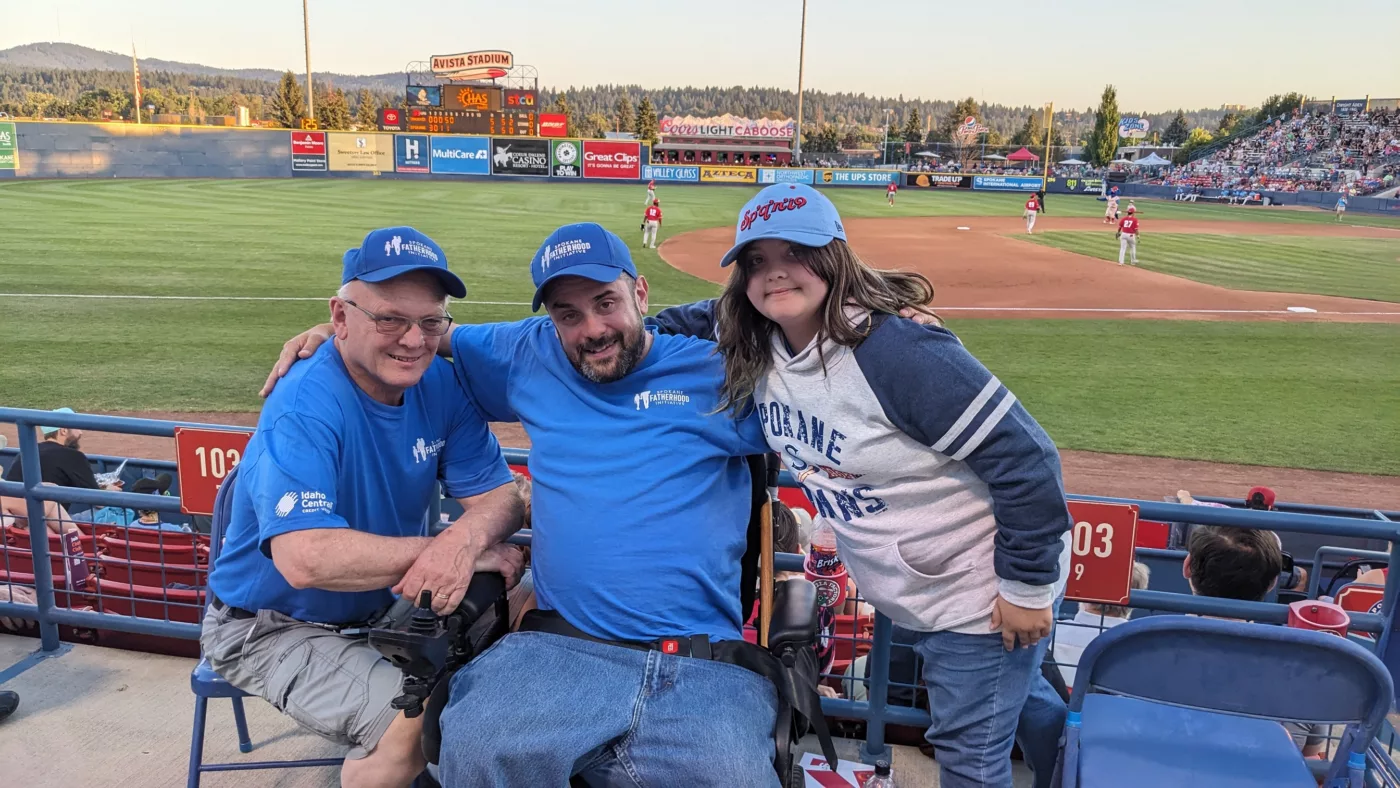 Ron Hauenstein with 24/7 Dad Nick Marzano and his daughter at Indians game.