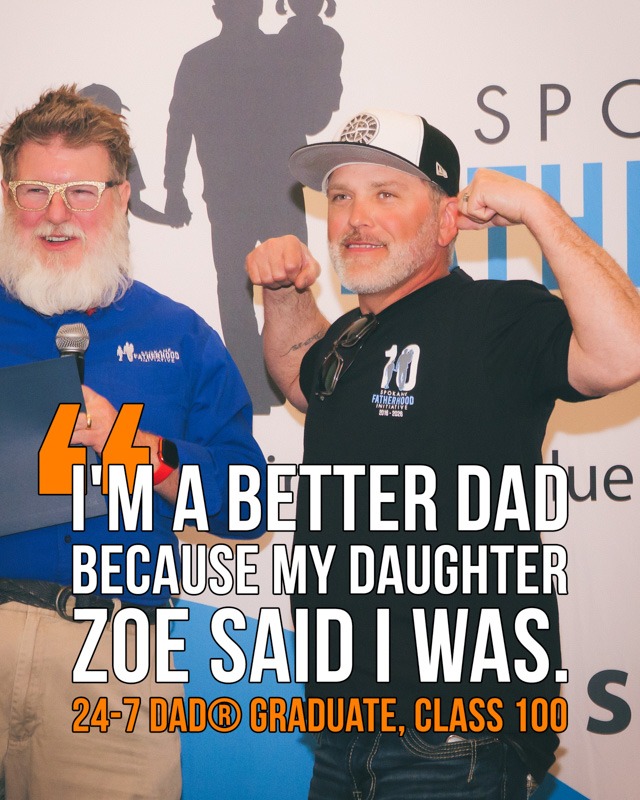 SpoFI's 100th 24-7 Dad class graduation recap: a night eight years in the making 22 SpoFI volunteer Greg Naker presents a certificate of completion at the 100th 24-7 Dad graduation — graduate quote: I'm a better dad because my daughter Zoe said I was