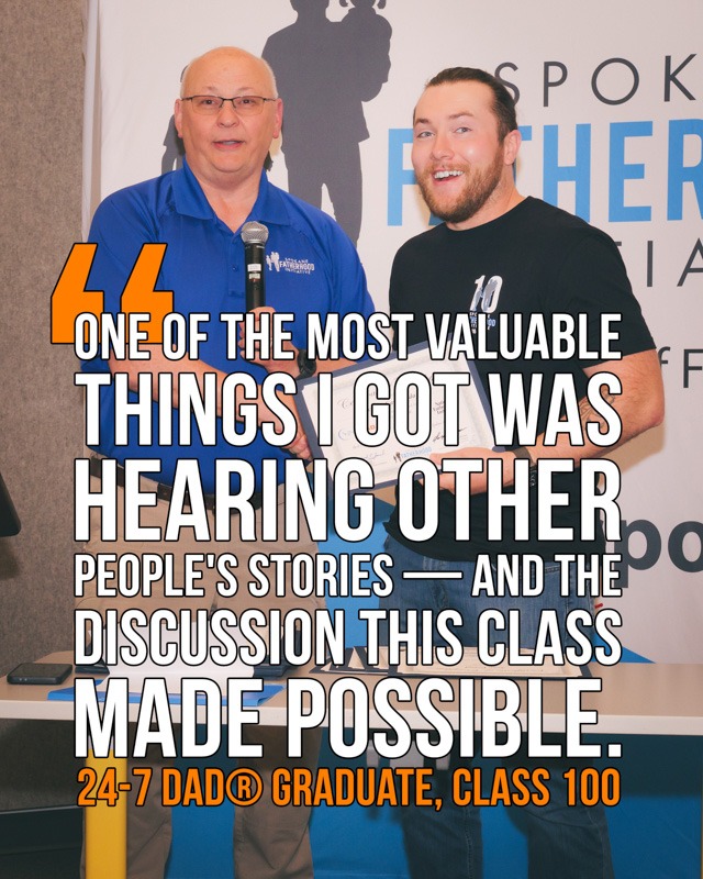 SpoFI's 100th 24-7 Dad class graduation recap: a night eight years in the making 20 Fred Dent presents Zackery Castillo da Silva with his certificate of completion at SpoFI's 100th 24-7 Dad graduation